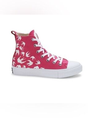 Alexander McQueen “Swallow” Pink High-Top Canvas Sneakers